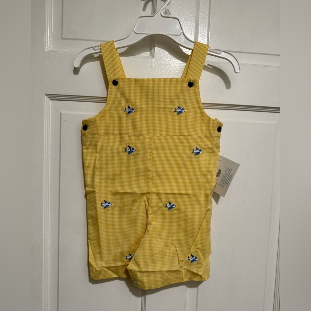 New 3T Shortall Airplane Boys Overall Outfit One Piece Yellow